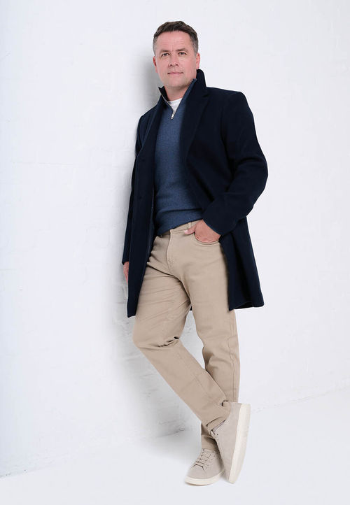 Mens Navy Longline Coat