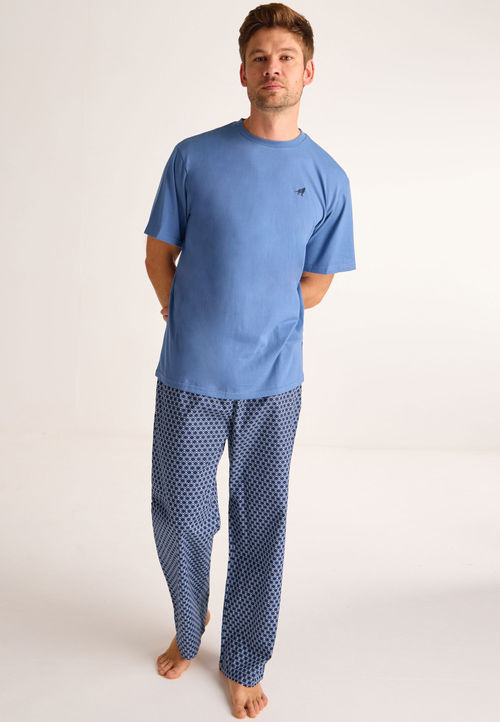 Mens Blue Geometric Check...