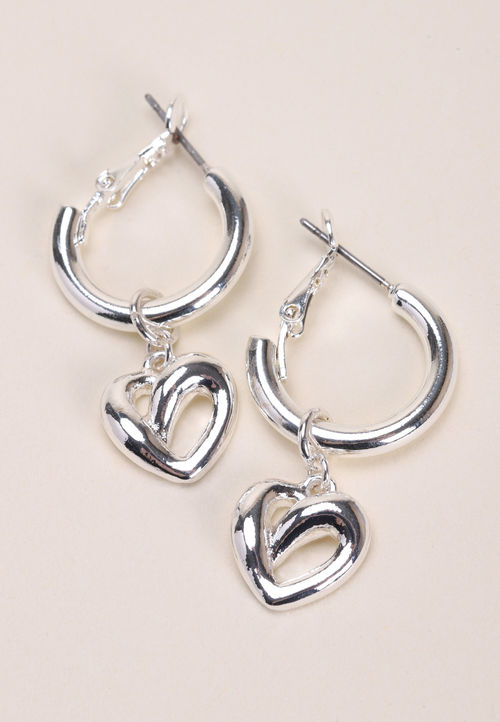 Womens Silver Puffy Heart...