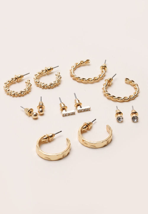 Womens 6pk Gold Diamante Stud...