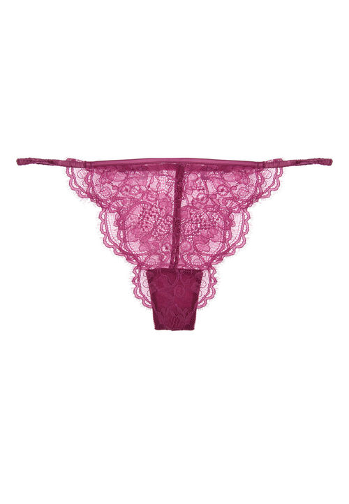 Womens Dark Pink Lace Tanga...