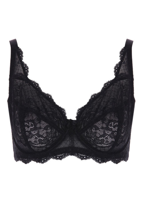 Womens Black DD+ Lace Unlined...