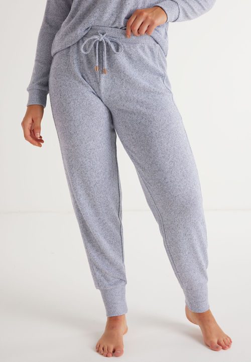 Womens Grey Rib Pyjama Bottoms