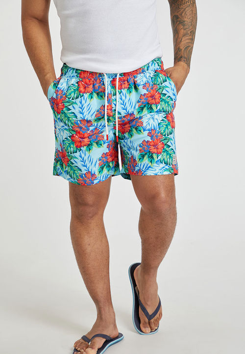 Mens Blue Hibiscus Floral...