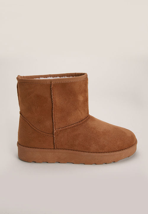 Womens Tan Mini Faux Fur Boots