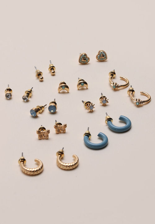 Womens 10pk Blue Stud & Hoops...