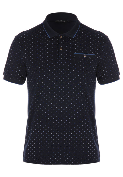 Mens Navy Dot Print Polo Shirt