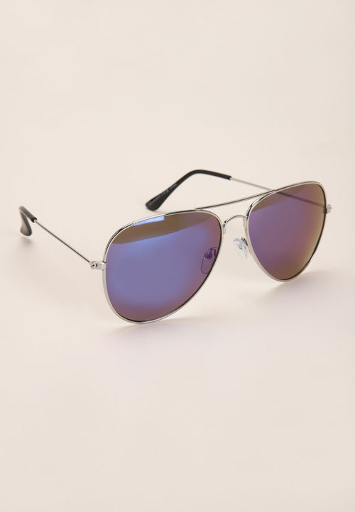 Mens Silver Mirrored Aviator...