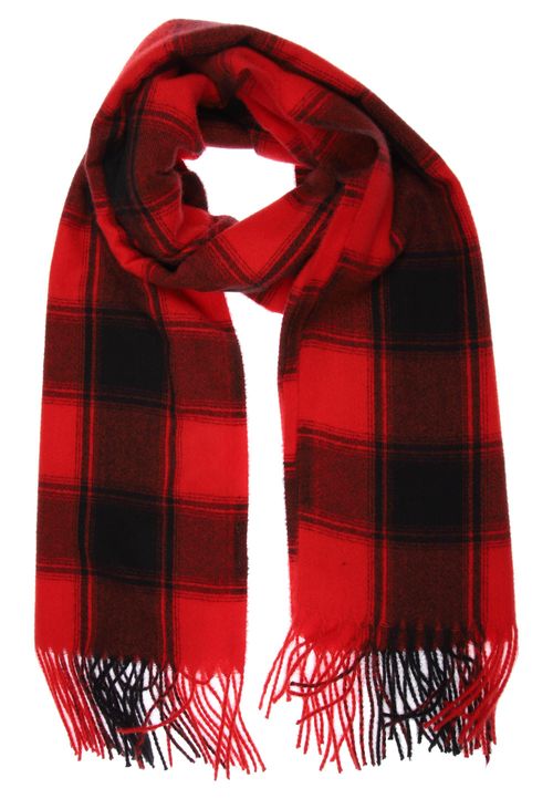 Womens Red & Black Check Scarf