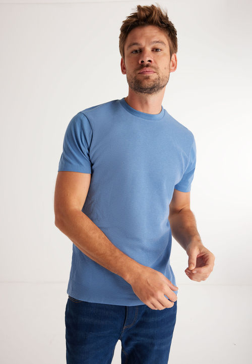 Mens Mid Blue Plain Crew...