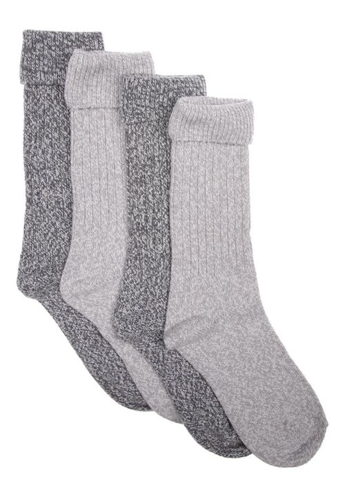 Womens 2pk Grey Cosy Ribbed...