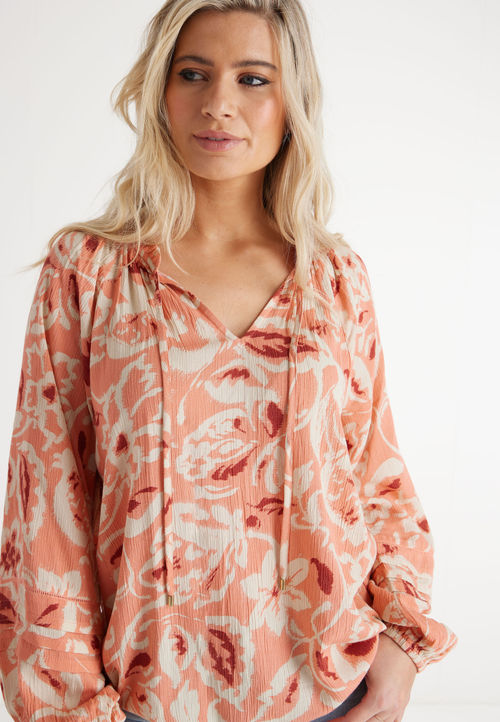 Womens Peach Paisley Crinkle...