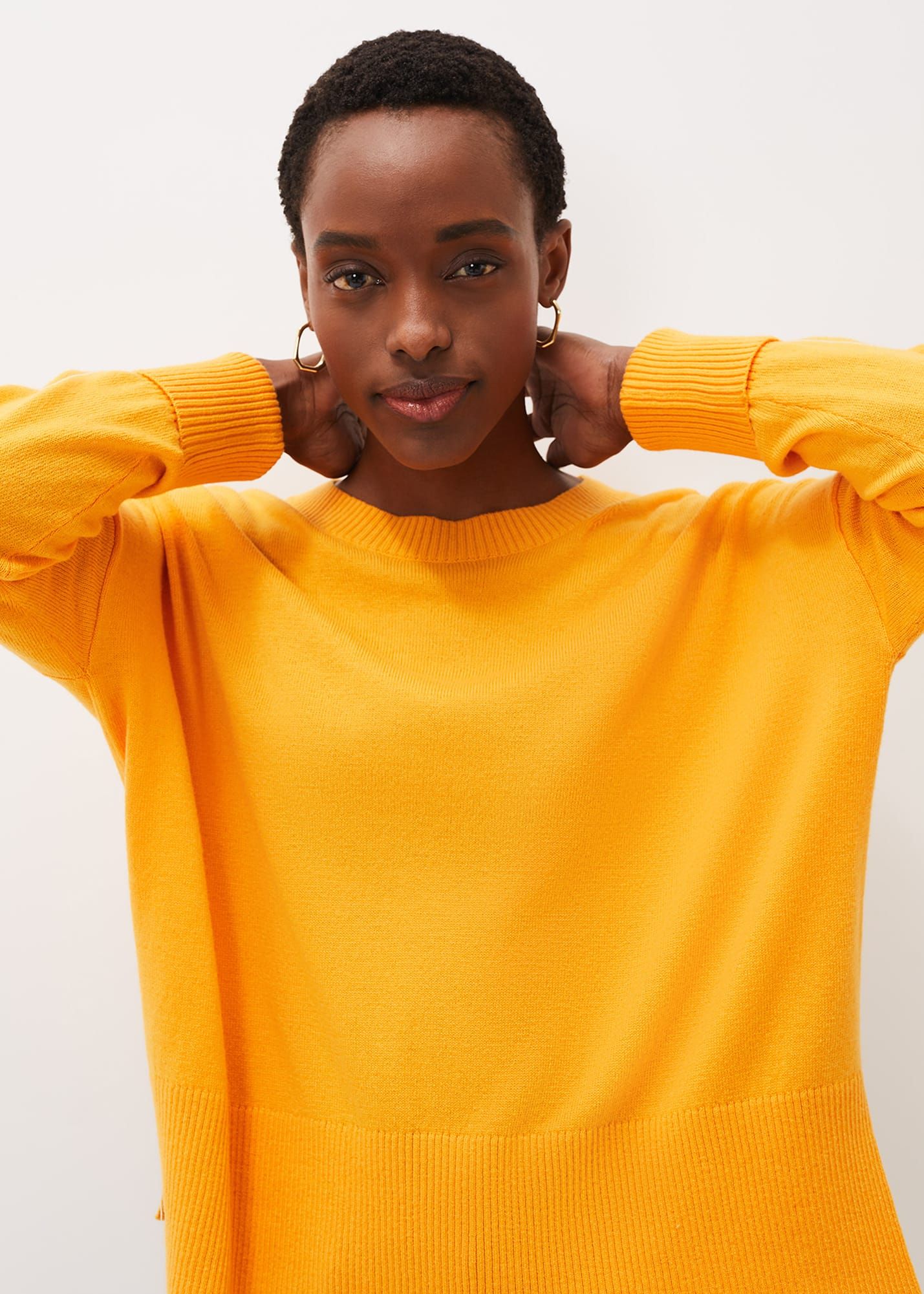 Phase eight lamona print knit store top yellow