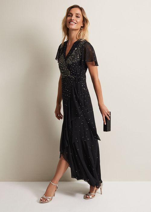 Sequin Wrap Maxi Dress