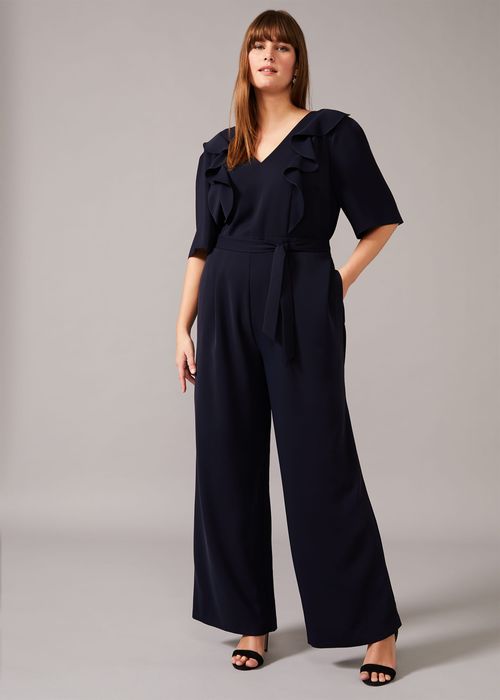 Petite Kallie V Neck Frill Jumpsuit