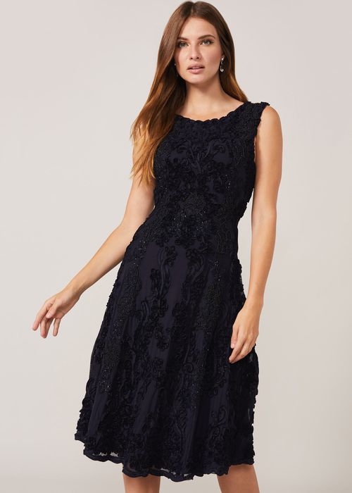 Becka Floral Jacquard Fit And Flare Dress