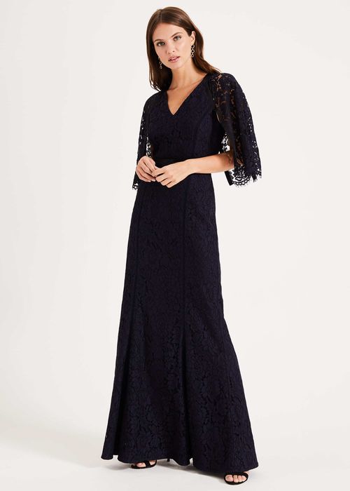 Michelle Lace Pleat Maxi Dress