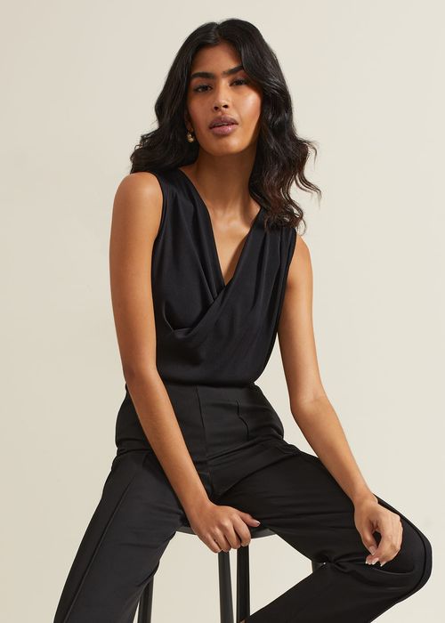 Phase Eight Sutton Sleeveless Drape Rib Top Black Phase Eight Sutton Sleeveless Drape Rib Top Black
