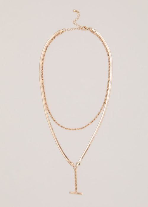 Phase Eight Women's Gold Snake Chain T-Bar Necklace