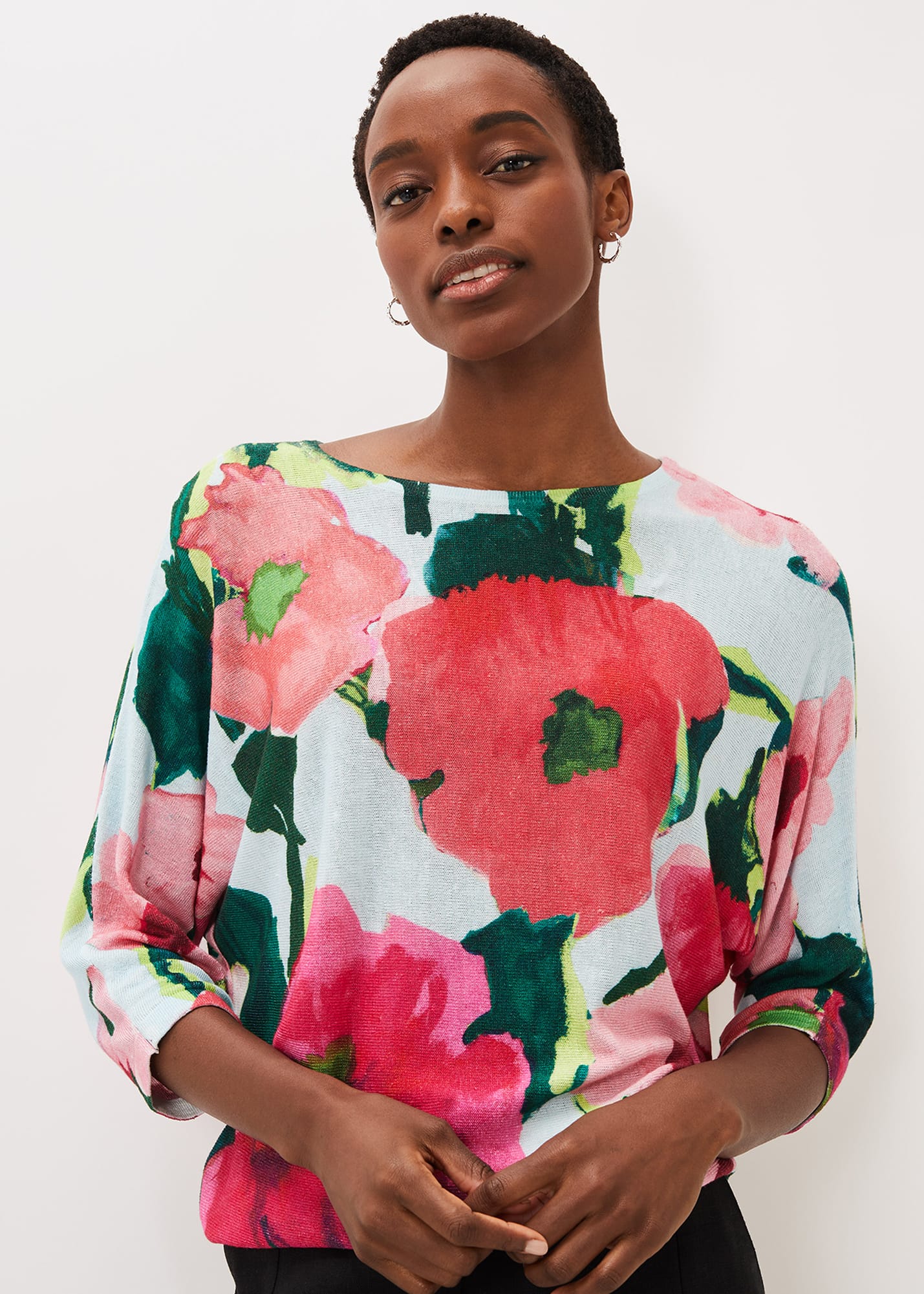 Phase eight lamona print knit top yellow clearance