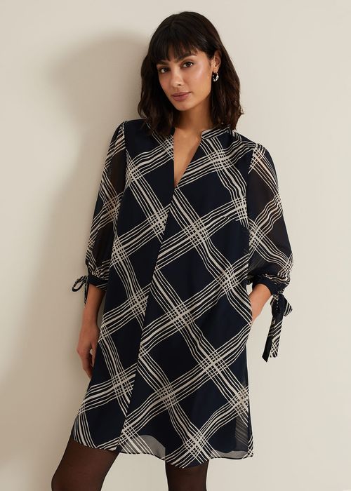 Phase Eight Women's Cora Check Navy Tunic Dress