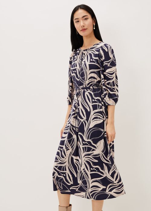 Phase Eight Blue Arielle Contrast Print Jersey Dress