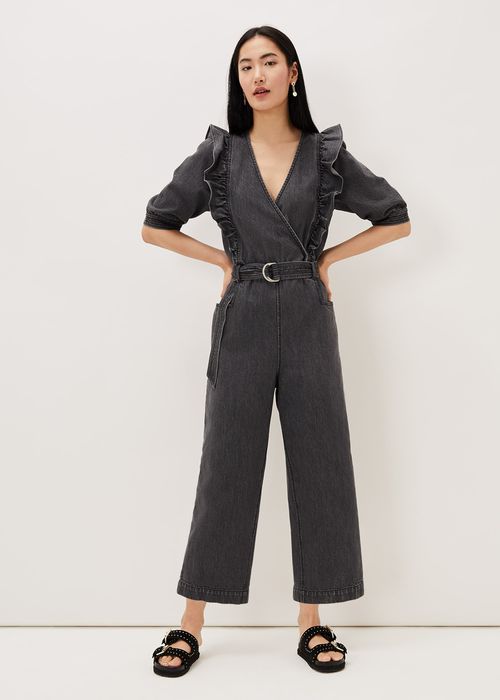 Petite Kallie V Neck Frill Jumpsuit