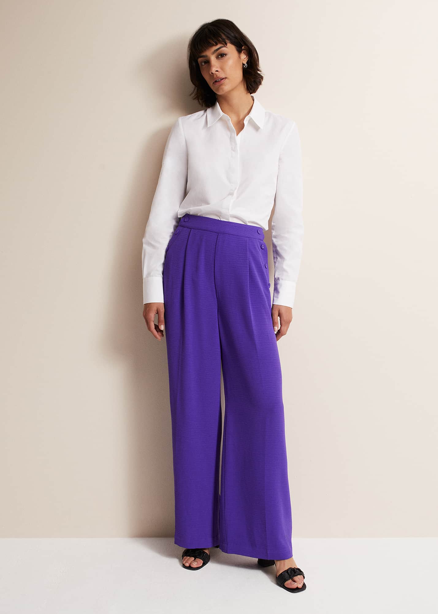 Phase Eight Mila Ponte Wide Leg Trousers, Black at John Lewis & Partners