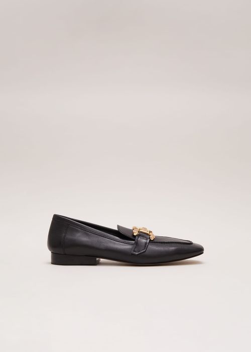 Phase Eight Women's Black Leather Flat Loafers