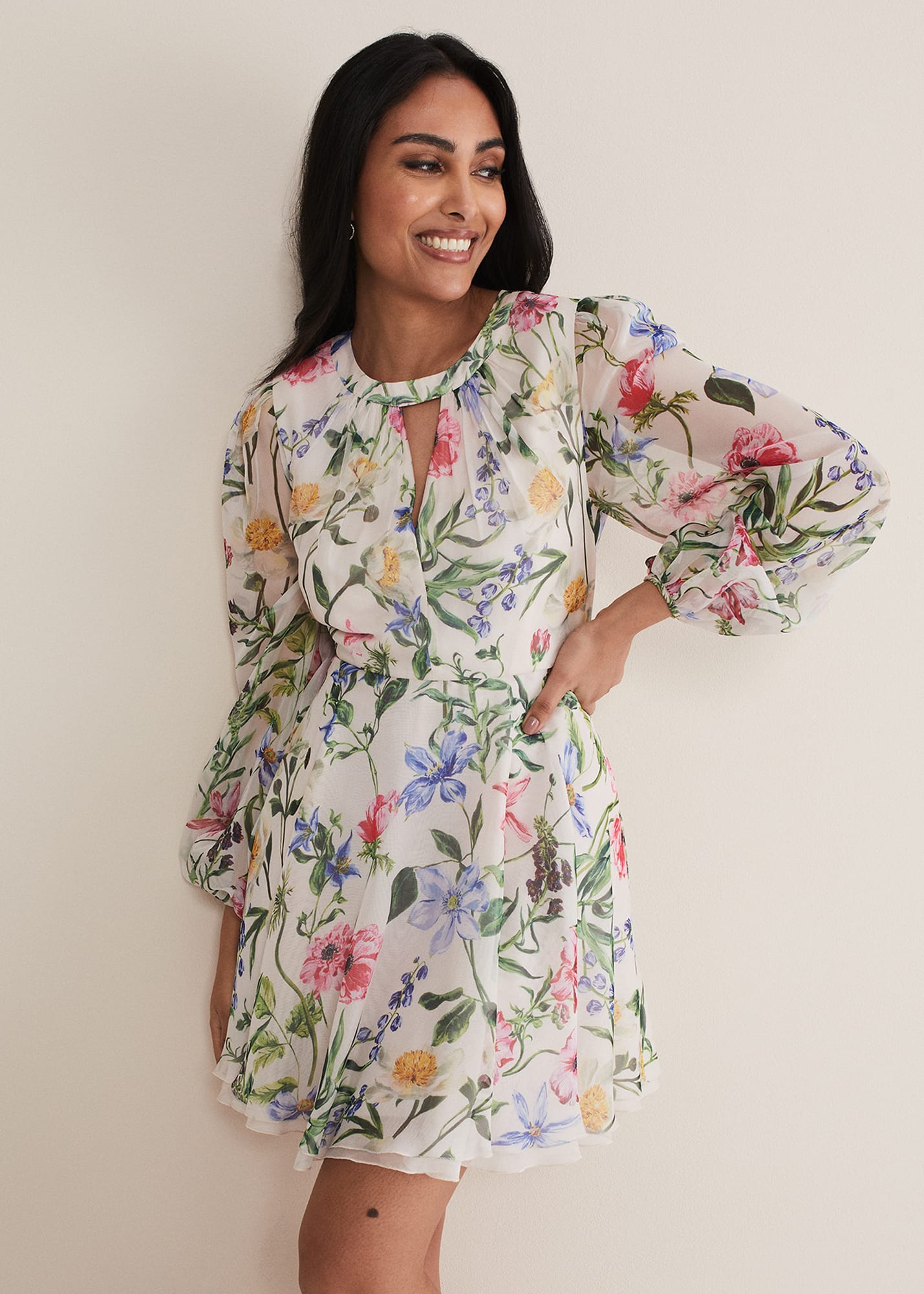 Chiffon floral mini dress top