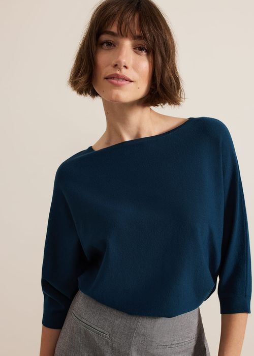 Phase Eight Cristine Knit Jumper Blue Phase Eight Cristine Knit Jumper Blue