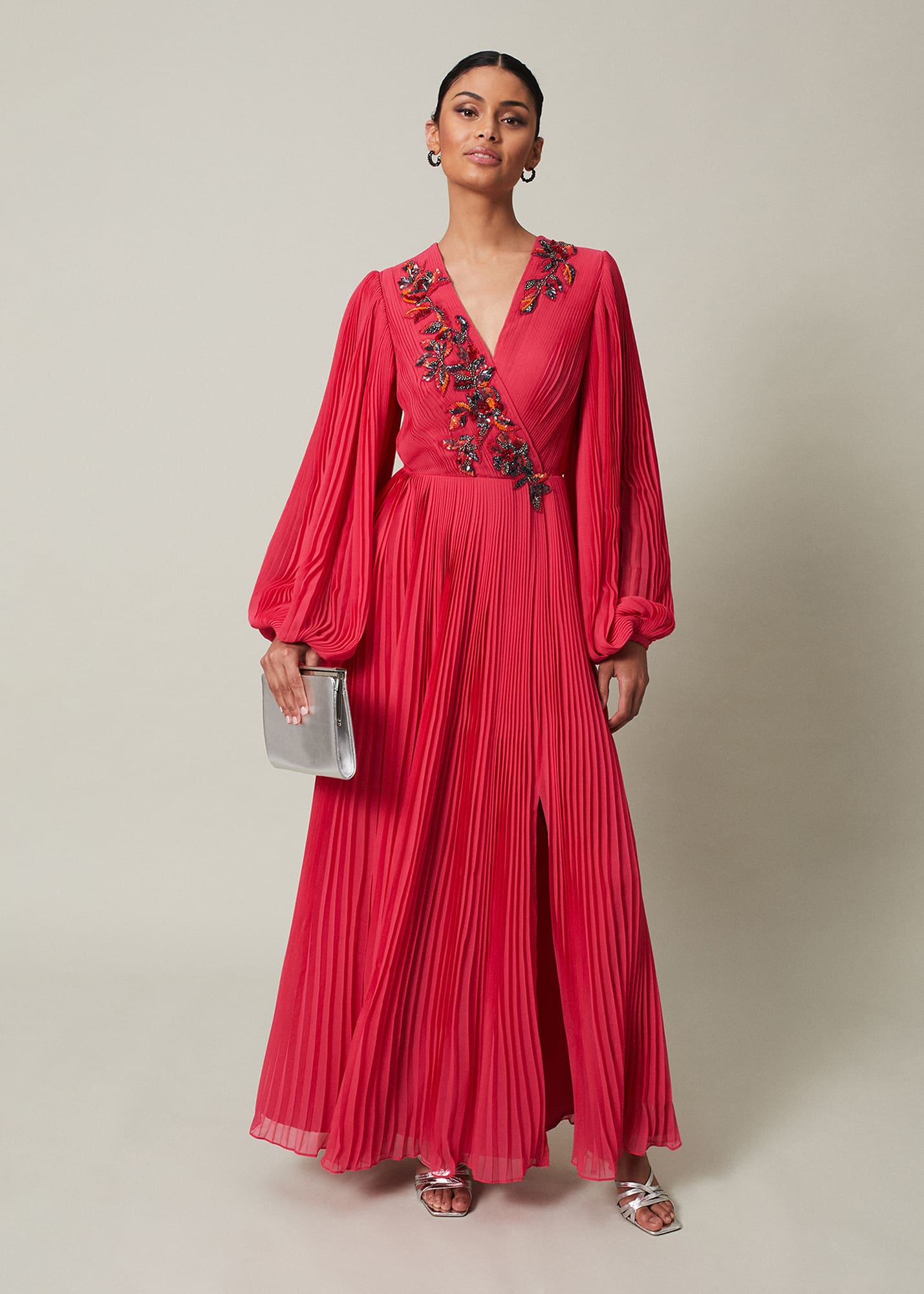 Phase Eight Carmen Pleated Maxi Dress Green Maxi Occasion Dress