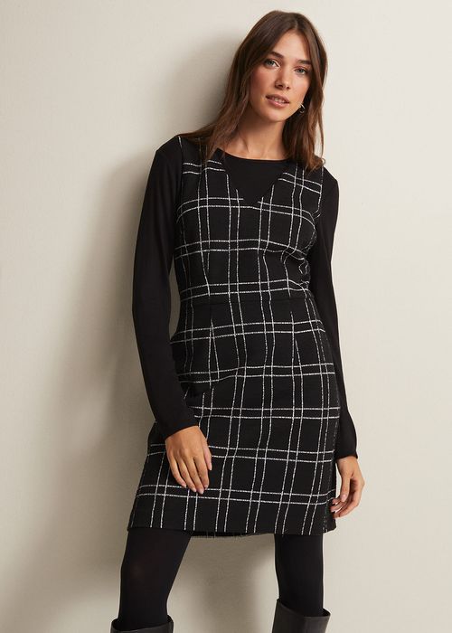 Amani Houndstooth Check Tunic Dress