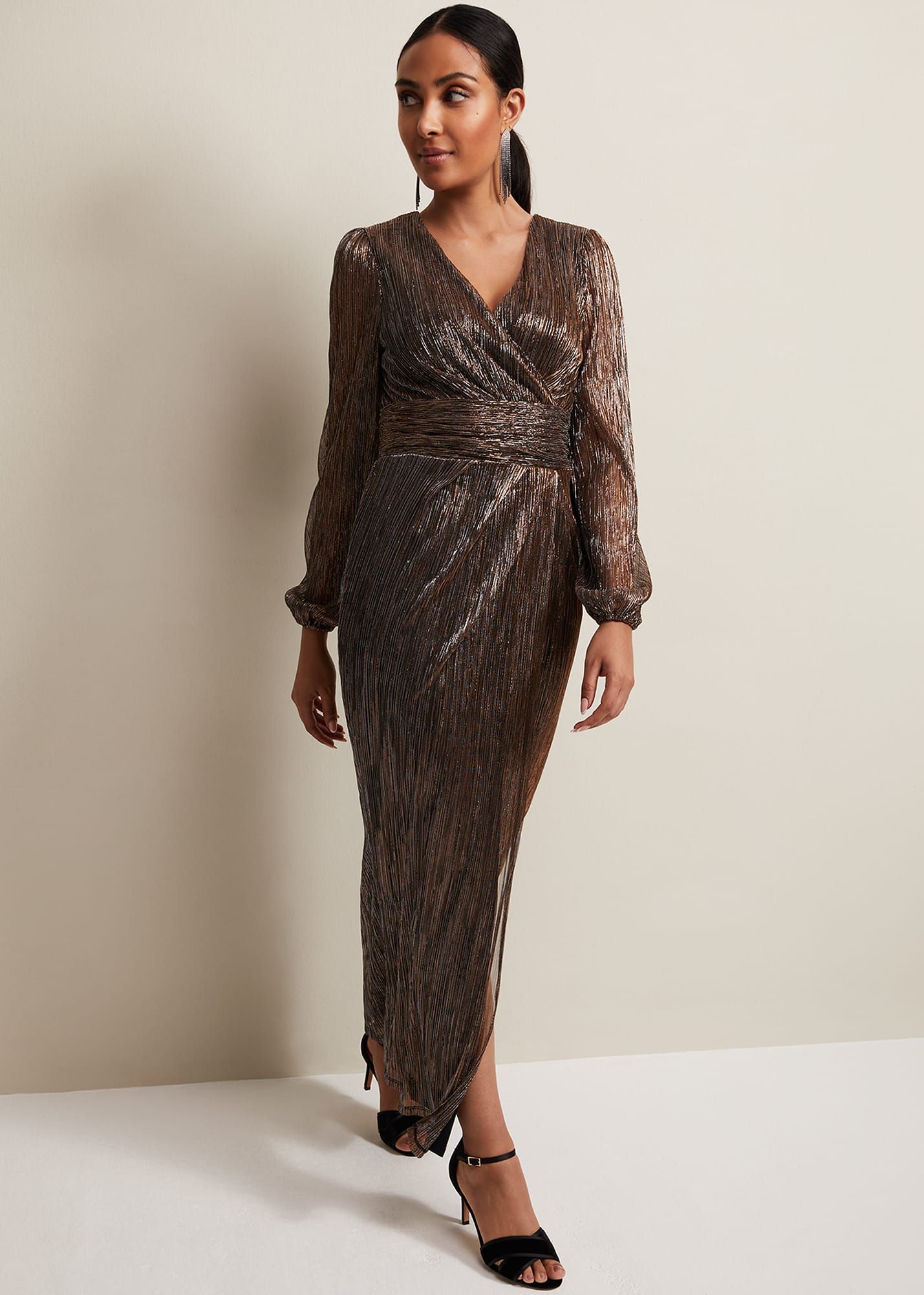 Penny shimmer silk maxi on sale dress