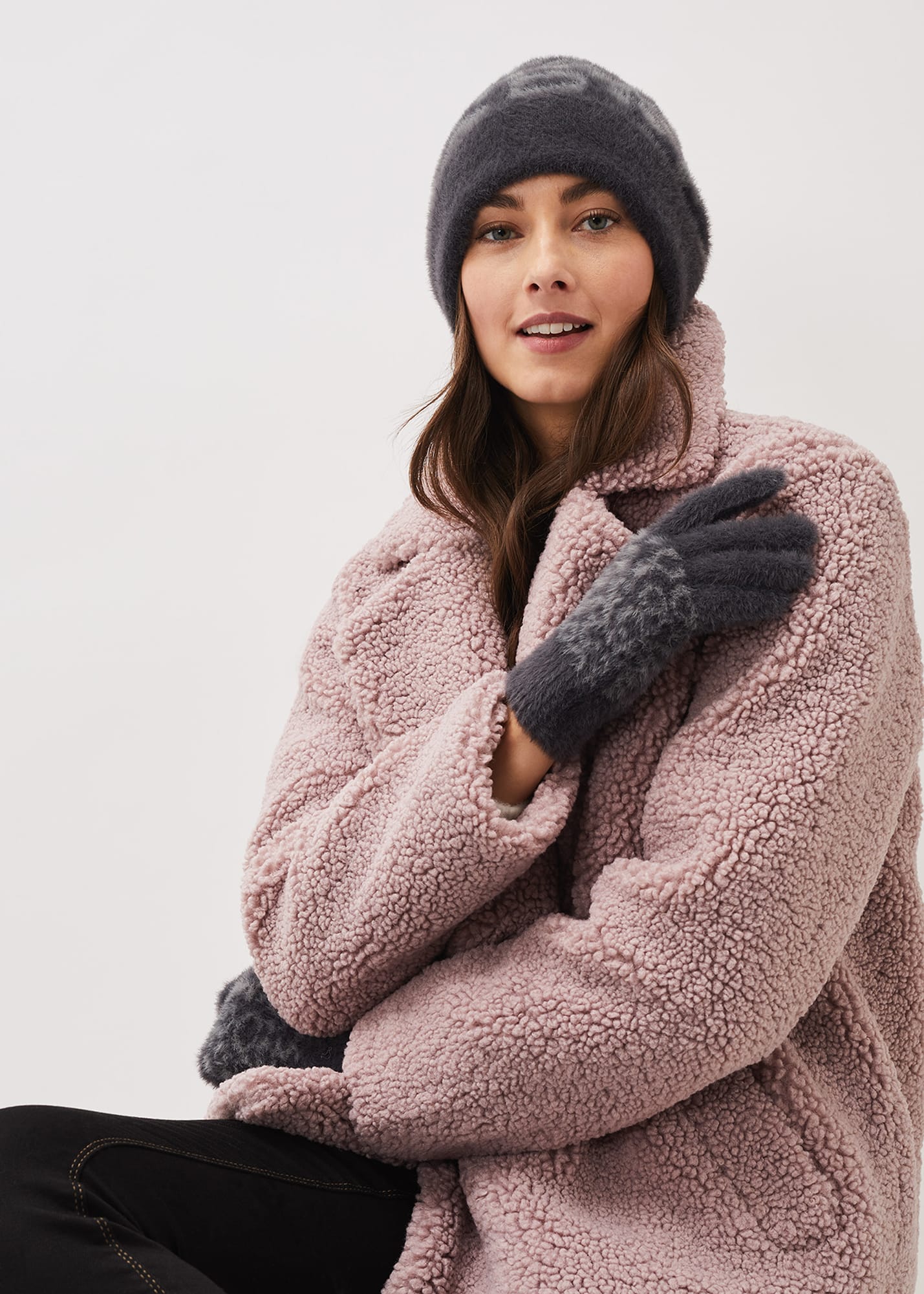 Fiona fluffy knit coatigan sale