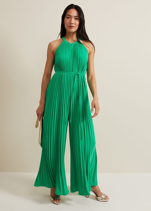 Phase Eight Women's Brea Green Pleat Jumpsuit