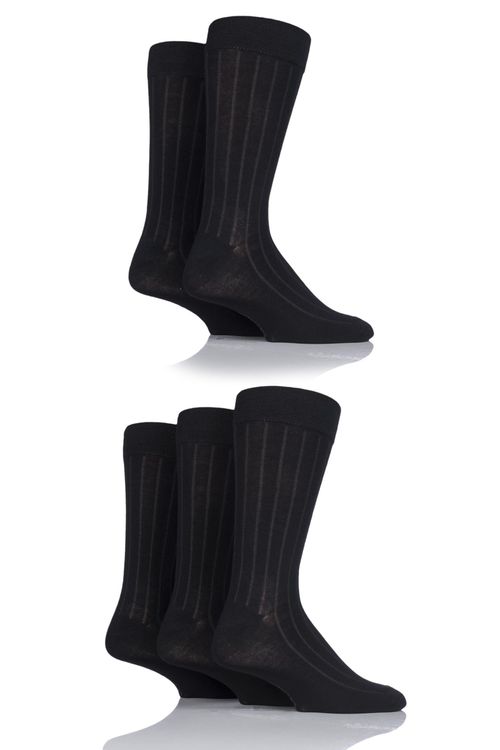 5 Pair Black Bamboo Ribbed...