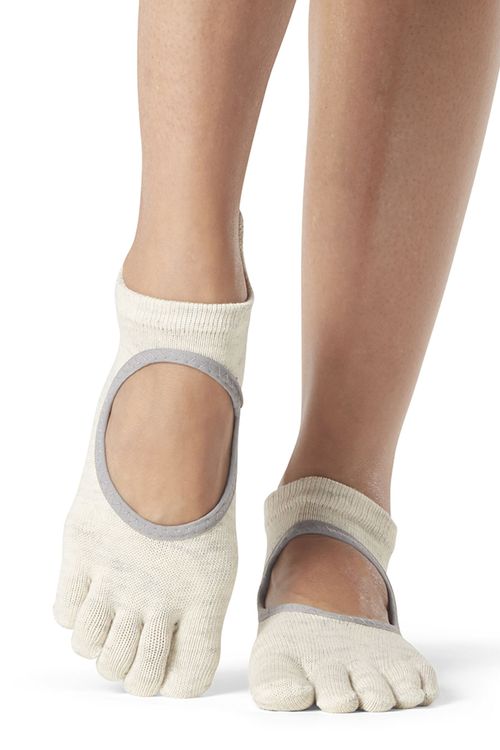 Toesox Women's Bellarina Half Toe Grip Mary Jane Yoga Socks 