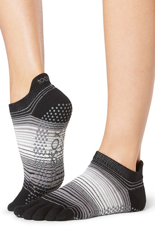 ToeSox Bellarina Full Toe Cotton Open Front Yoga Socks In Black