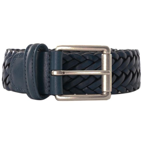 Woven Leather Belt - Blue