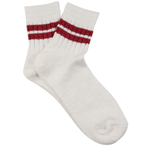 Slub Line Crew Socks - Red