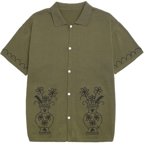 Knitted Vase Shirt - Olive