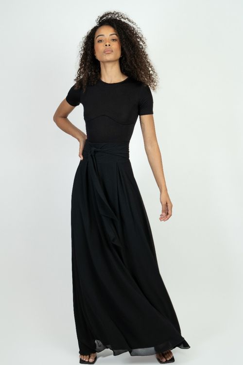 TFNC Mira Black Maxi Skirt