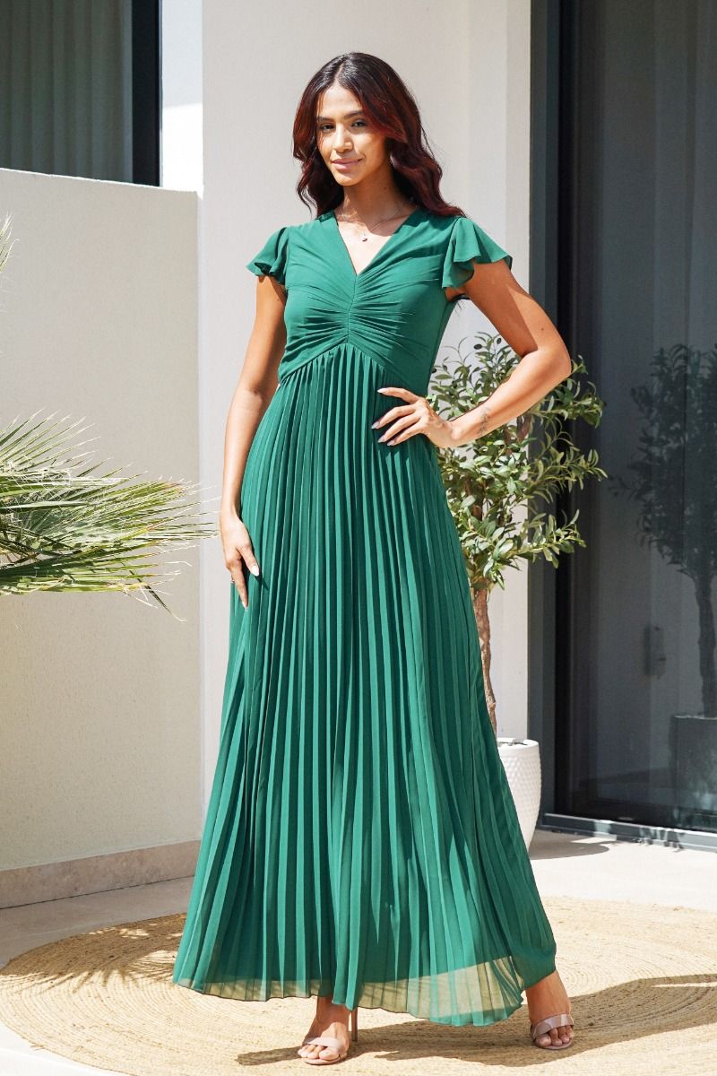 Tfnc velvet midi wrap dress in emerald deals