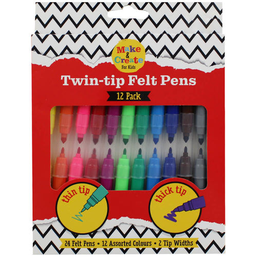 Twin-tip Felt Pens: Pack of 12