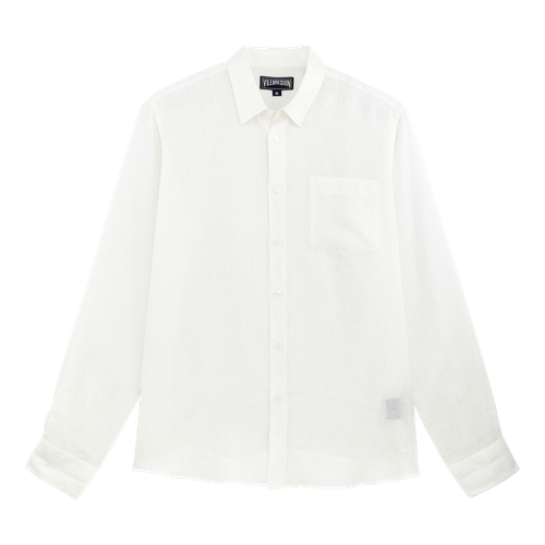 Men Linen Shirt Solid -...