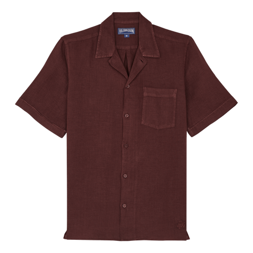 Men Bowling Linen Shirt Solid...