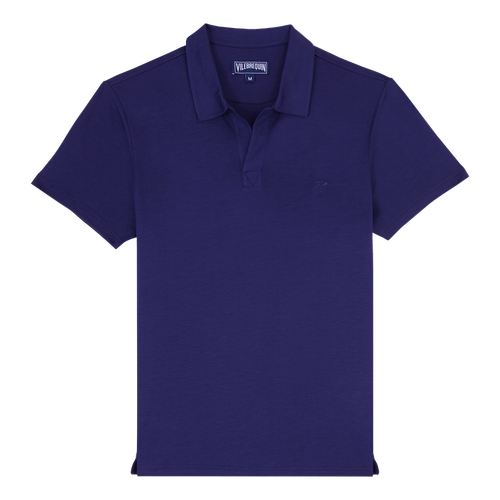 Men Tencel Polo Shirt Solid -...