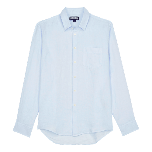 Men Linen Shirt Solid -...