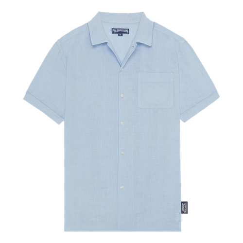 Men Linen Bowling Shirt Solid...